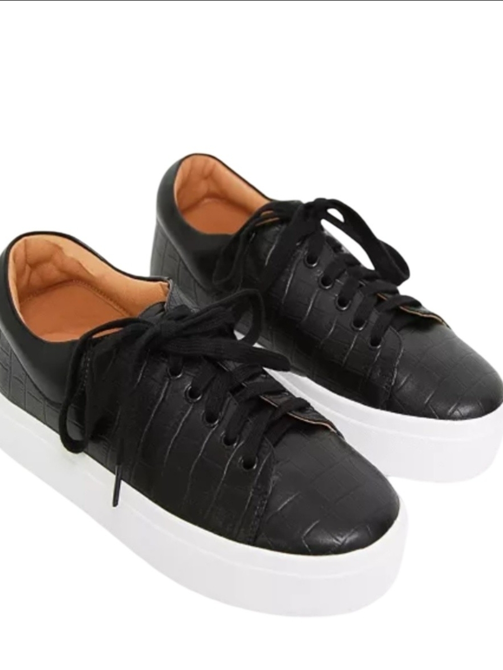 Black Low-Top Platform Sneakers for Men - Picture 1 of 4